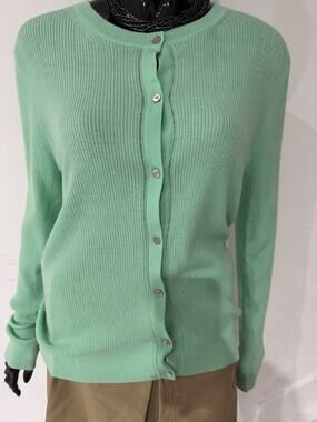 Banana Republic Cardigan XL 100% Merino Wool Green Ribbed Sweater NWT